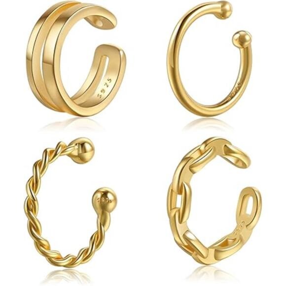 Cuff Earrings 925 Sterling Silver Ear Cuff Earrings Non-Piercing Fake Cuff - Picture 7 of 7